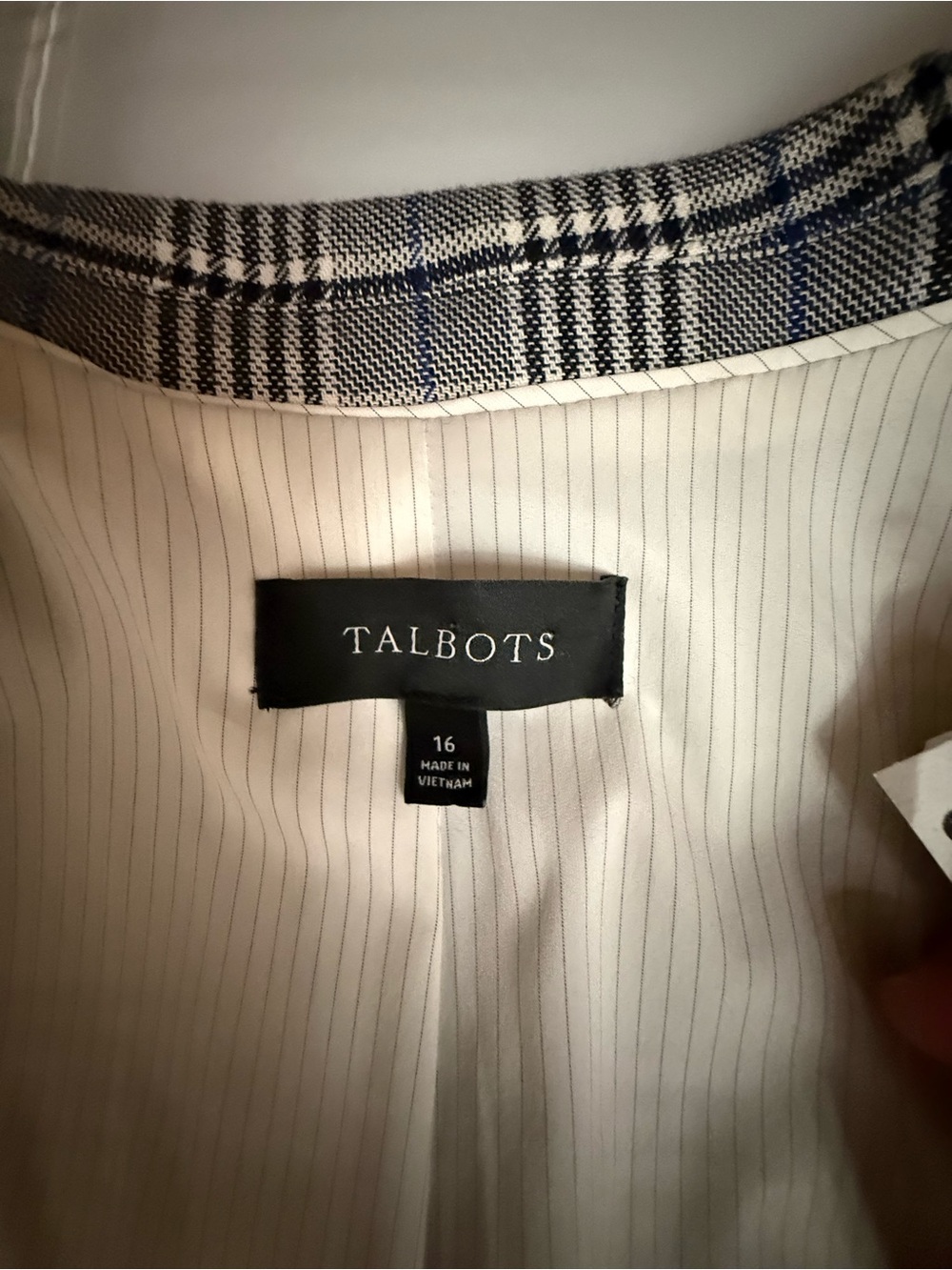 Talbots Gray Plaid Double-Breasted Blazer - Picture 14 of 15